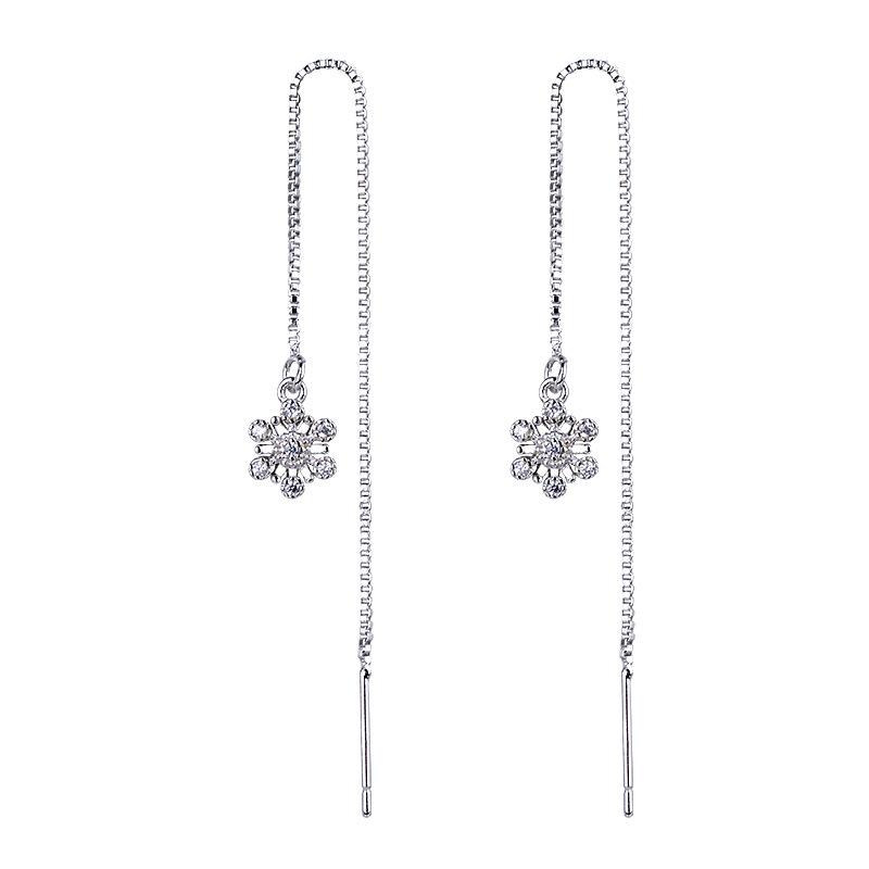 

2025 Winter Snowflake Zircon Ear Thread Earrings with Long Tassels for Women Copper