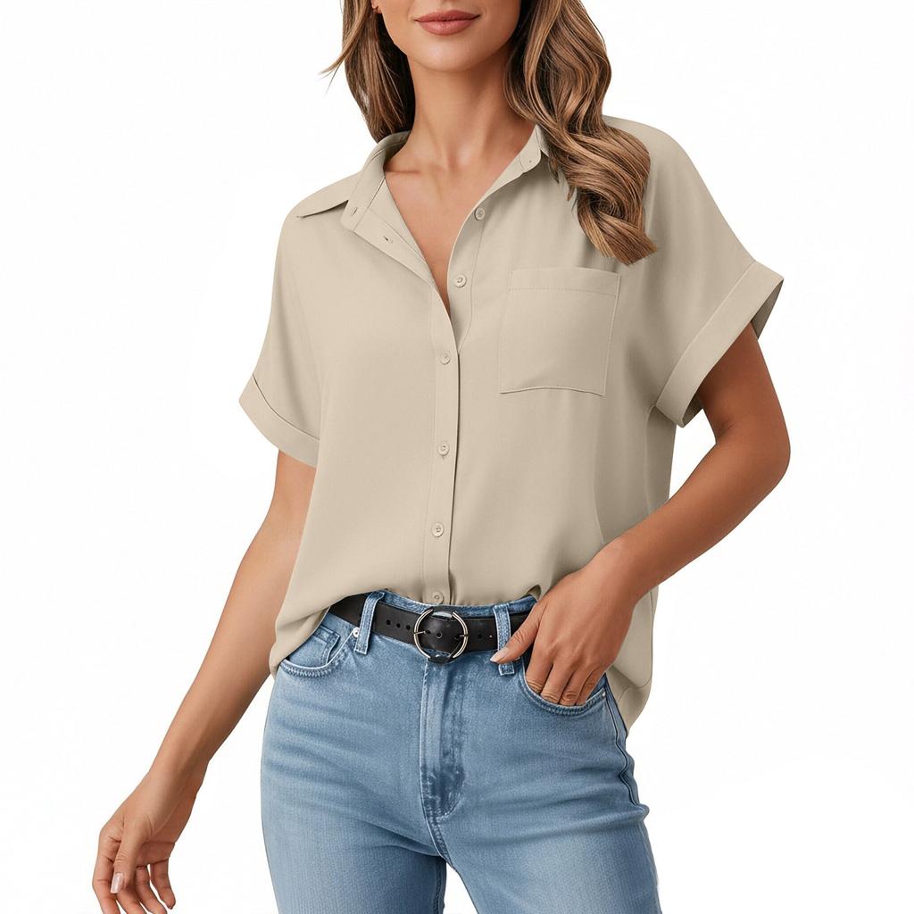 Women's Casual Shirt, Loose-fitting Short-sleeved Casual Top