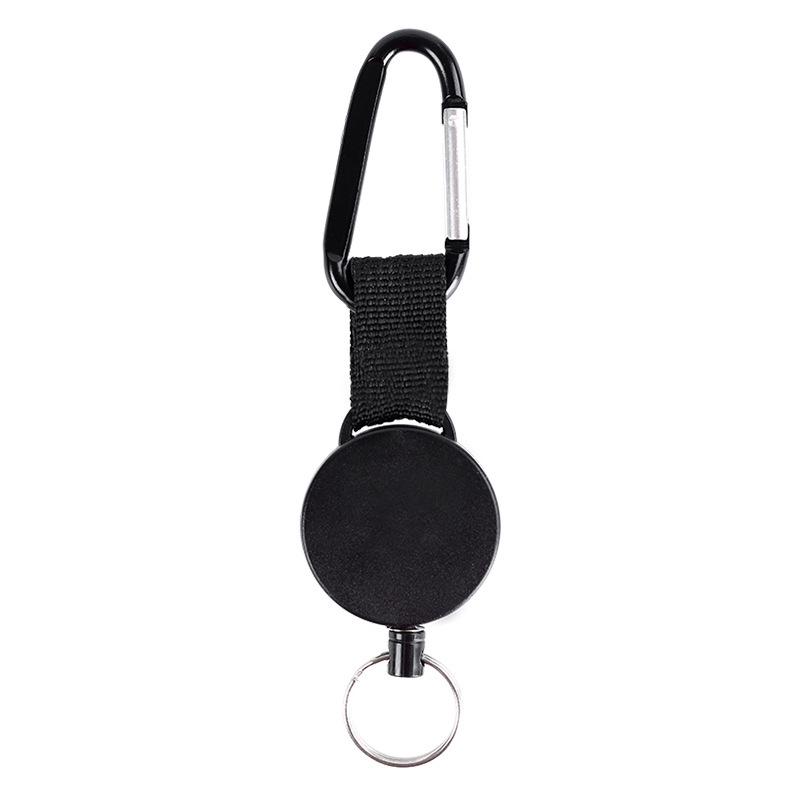 

4cm Nylon Rope Retractable Keychain with Carabiner, Anti-Lost Device чёрный