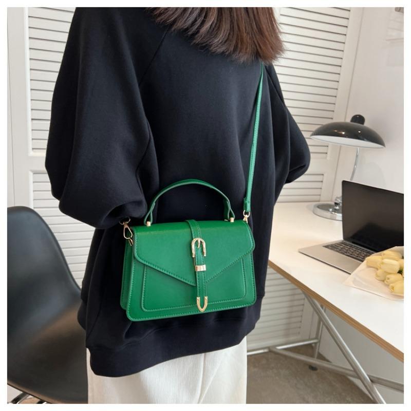 Fashionable Minimalist Crossbody Bag with Top Handle and Flap for Women Solid Color Square Purse with Simple Design Womens Bag