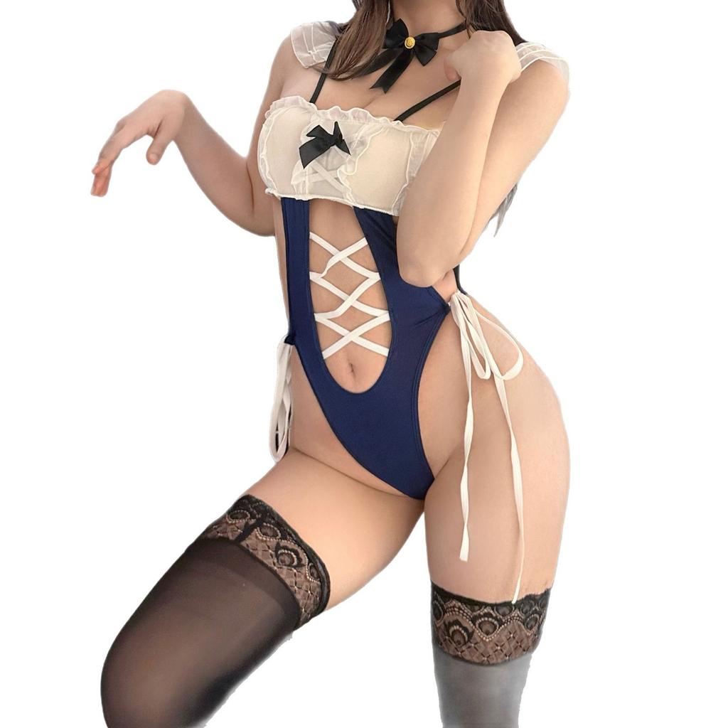 Sexy Lingerie Lace Open Gear No Temptation Flirting Suspenders Nightgown Maid Uniform Straps