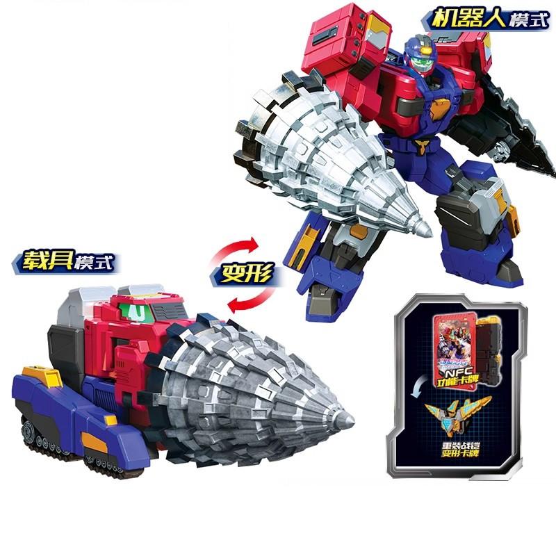 2026Metal Cardbot S BLUE COP TRINITY Drilling Vehicle Transform Combined Robot Action Figures Toys Car Card Animation Model Gift