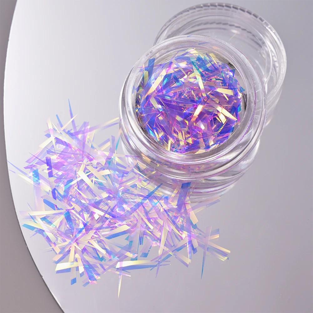 

1 коробка нерегулярных голографических битых стеклянных бумажных наклеек на ногти с фольгой «Аврора» с градиентными лазерными хлопьями, наклейка «сделай сам» аксессуары для маникюра Deco