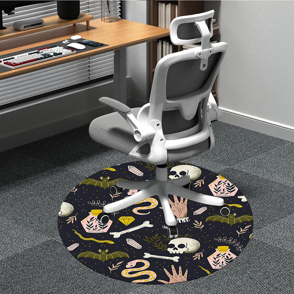 1PC Witchcraft Symbols Office Round Area Rug, Mat Suitable For Office, Under Office Chairs Bedroom Living Room Home Decor, Room Deco