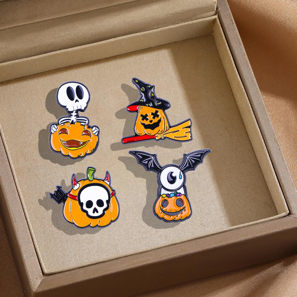 Pumpkin Skull Brooch Universal Creative Alloy Badge Pin Trendy Alloy Clothes Backpack Scarf Accessories Halloween Brooch