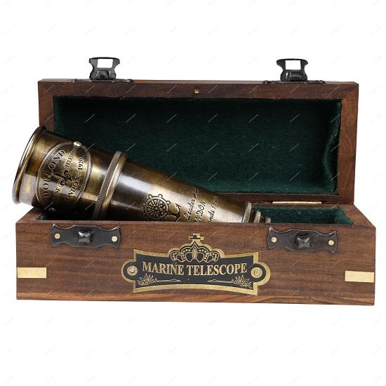 1920 Dollond London Brass Maritime Telescope 38.1 cm Nautical Spyglass Pirate Telescope Look  Solid Brass Mounted Scope with Wooden Box