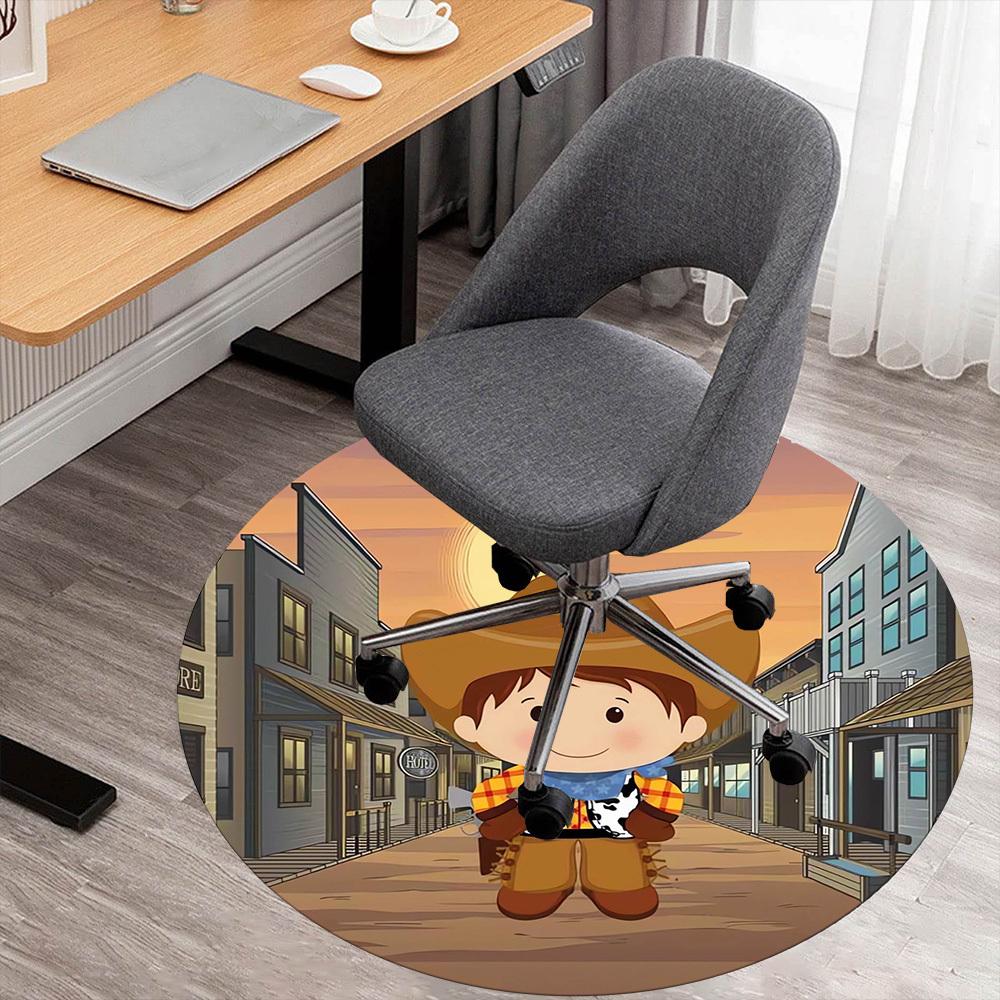 1pc Cowboy Town Round Chair mat Area Rug - Non-Slip, Floor Mat for Office, Bedroom, home decor Christmas Gift p0811420