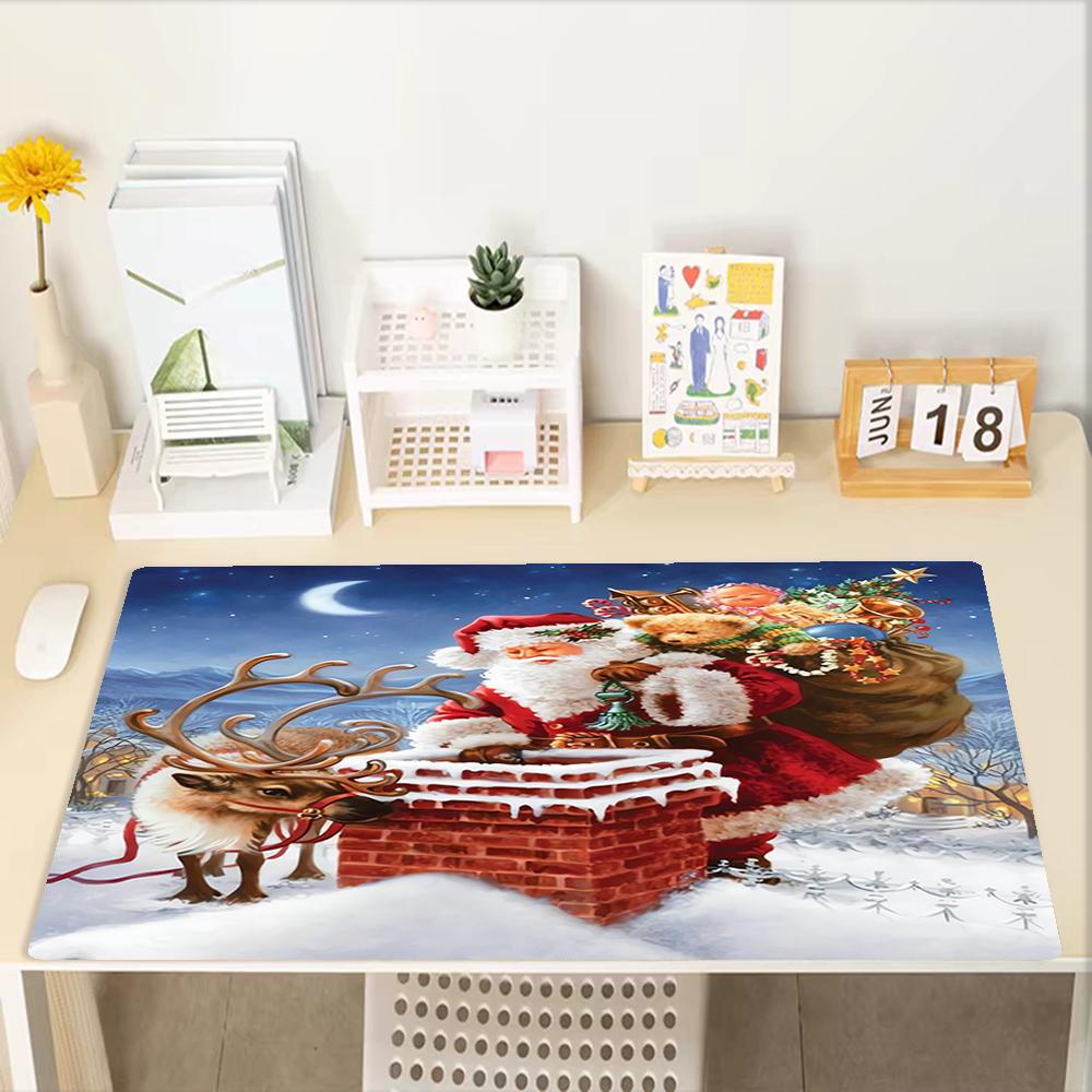 Christmas Santa Claus Theme Mouse Pad, Non Slip Rubber Base, Multifunctional Office & Home Decor, Perfect for Workspace Personalization.