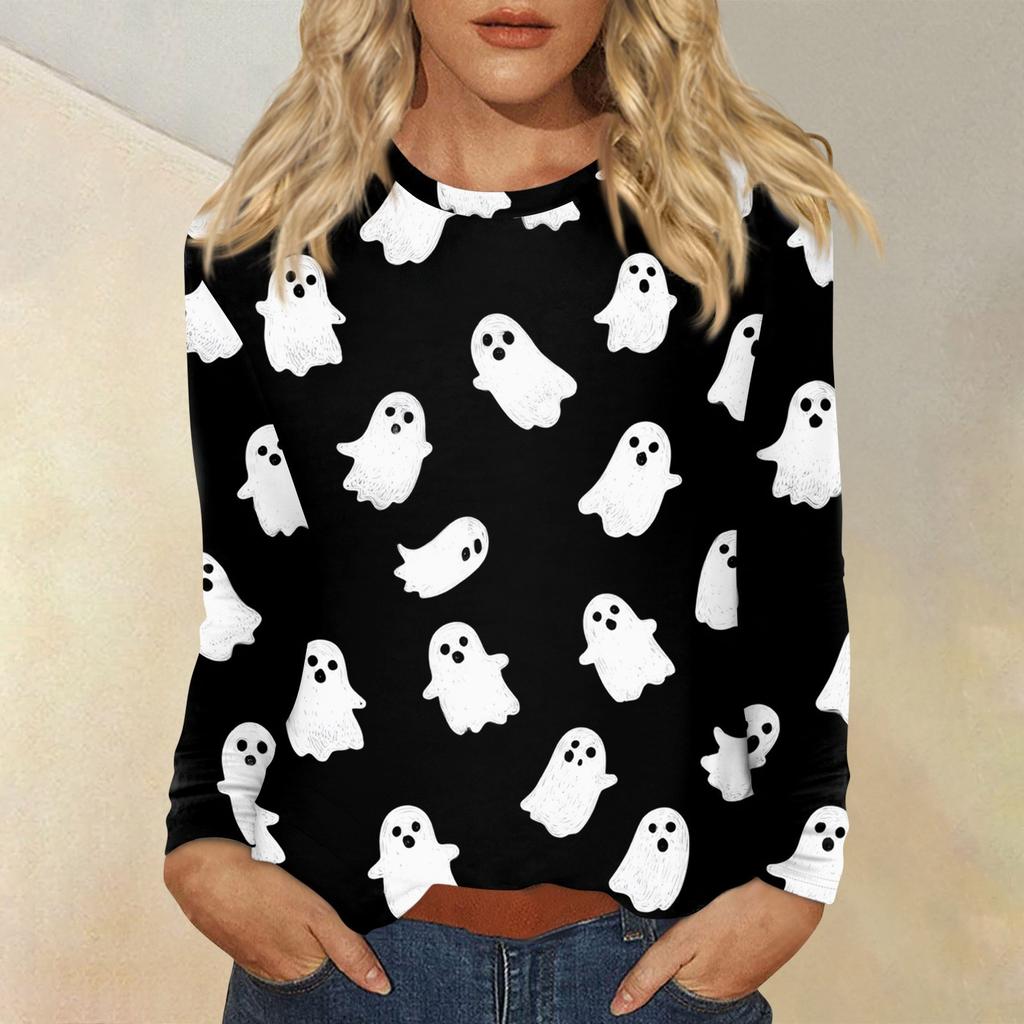 Women's Daily Casual Long-sleeved Printed O-neck Top