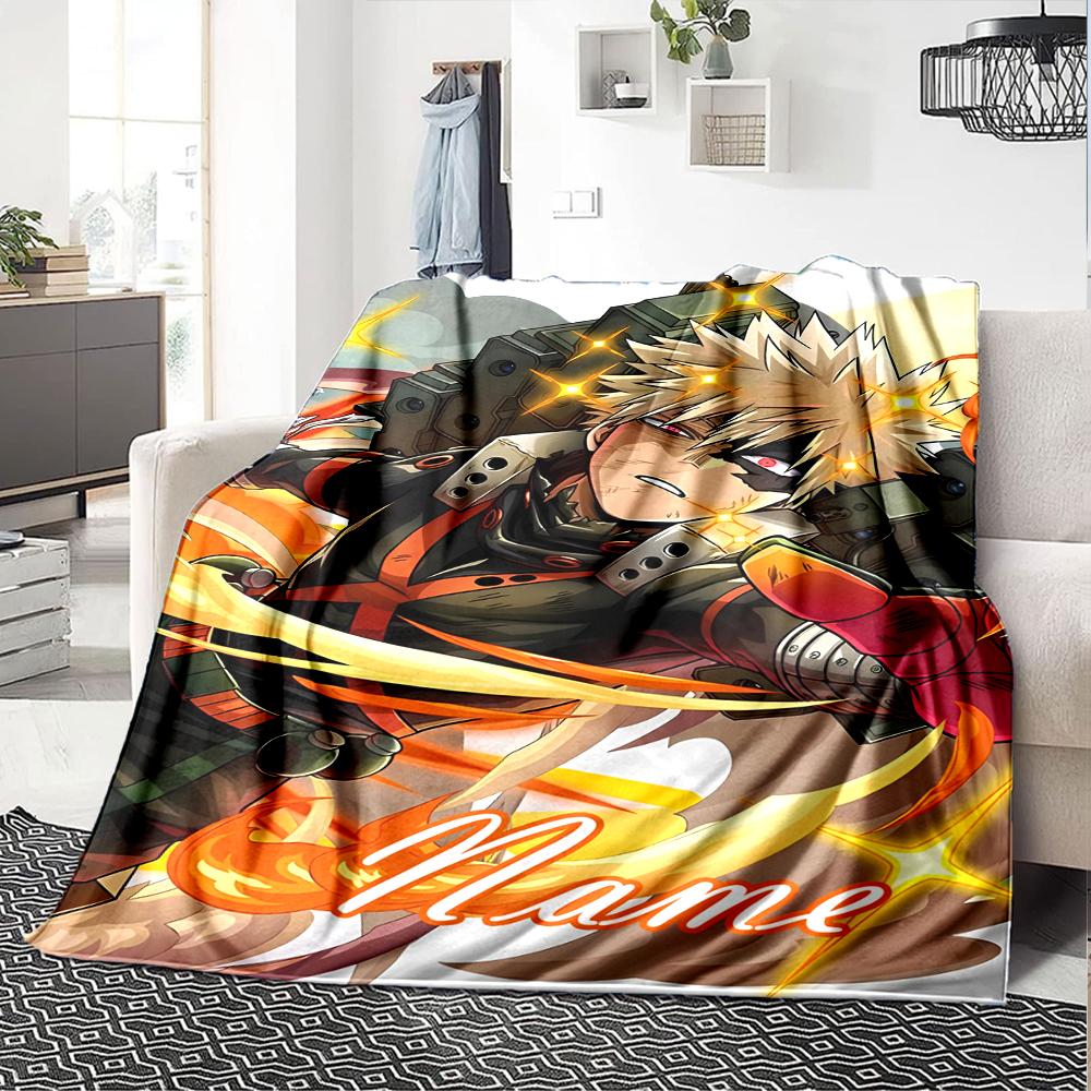 Custom Name My Hero Academia Theme Printed Blanket - Perfect for Couch, Bed, Travel & Outdoor Use | Machine Washable, Cozy & Durable.