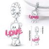 Copper Pink Heart Cute Animals Bear Rabbitcharms Beads Fit Colour Original Bracelet Jewelry For Women Diy