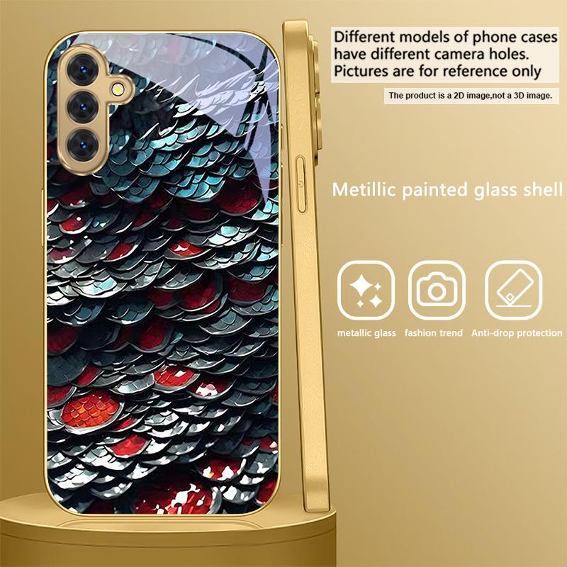 Golden scale texture For Samsung A 01 52S 04 04e 05 10 12 13 A22 23 24 36 42 M02 Note 10 20Ultra 8 9 Golden glass phone case