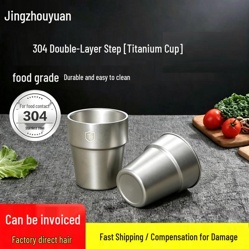 Jingzhouyuan Kids Double-Layer Anti-Scald 304 Stainless Steel Cup