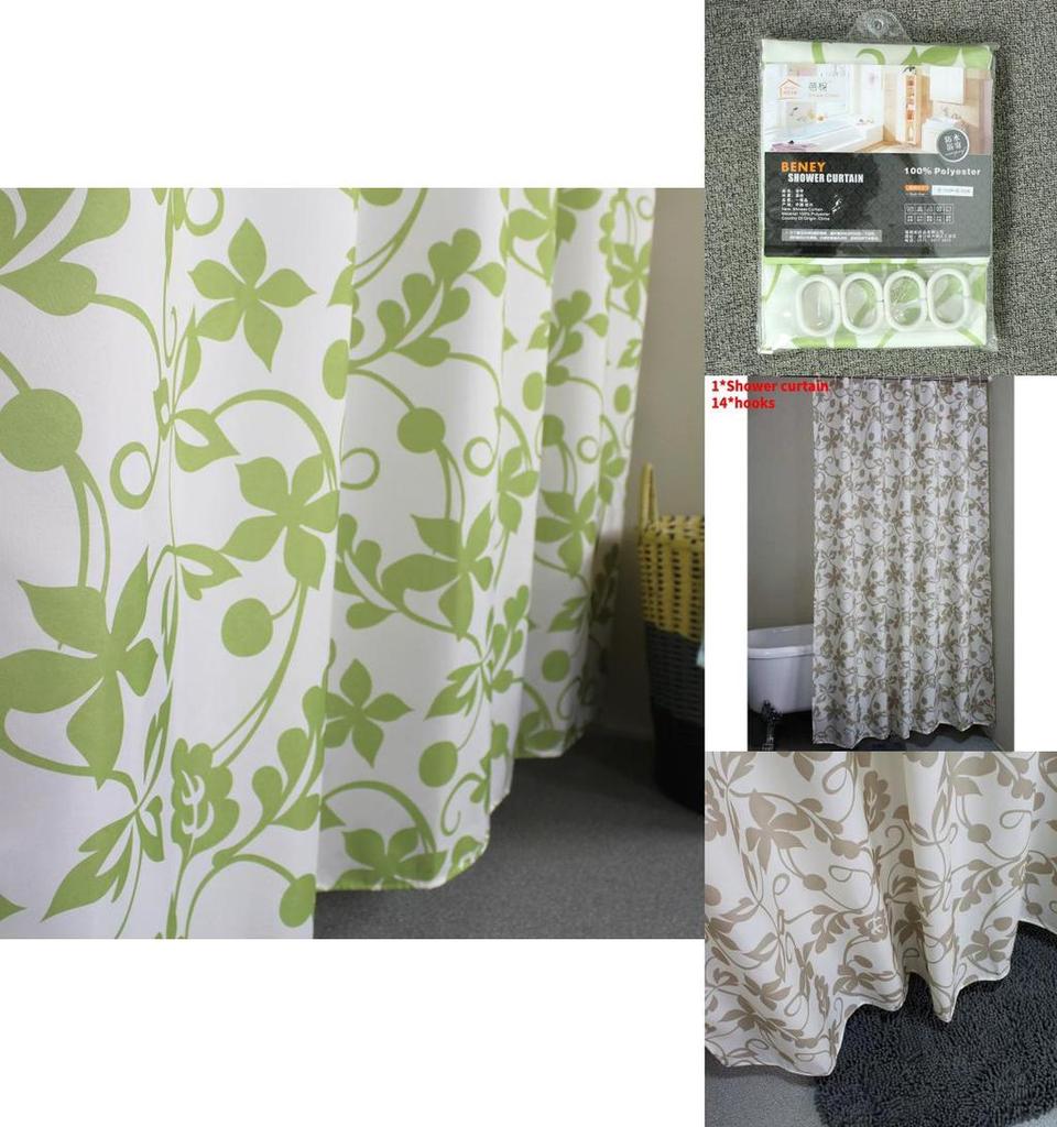 Modern Polyester Waterresistant Floral Botanical Shower Curtain For Home Bathroom Decor