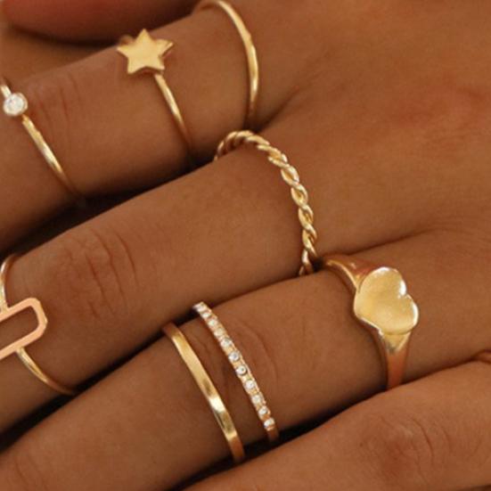 8ks Prsteny Kamínky s pěticípou hvězdou Šperky Galvanické pokovování Geometrický prsten Dárky k narozeninám