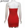 BITCED Autumn Women's Solid-Colour Slim-Fit Streetwear Off-the-Shoulder Strapless Dress