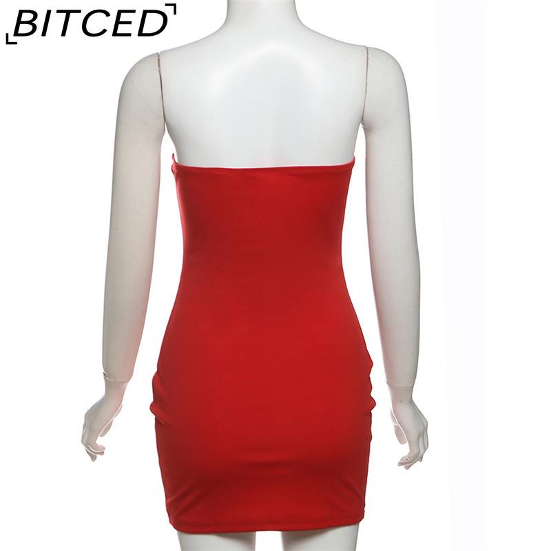 BITCED Autumn Women's Solid-Colour Slim-Fit Streetwear Off-the-Shoulder Strapless Dress