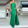 Women Evening Dress Slant Neck Off Shoulder Split Hem Skinny Backless Sleeveless