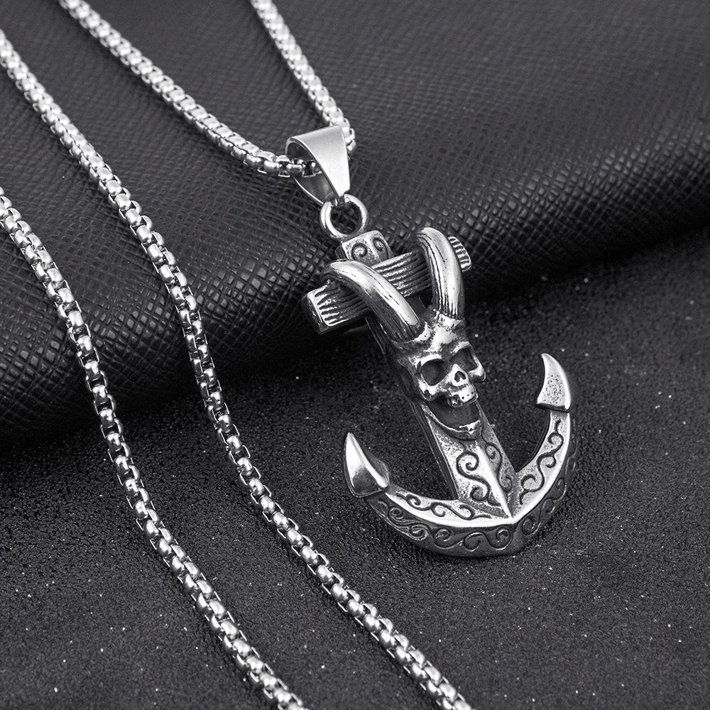 Silver Sailor Pirate Anchor Necklace 378