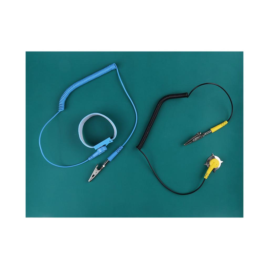 Antistatic Grounding Mat, ESD Mat wrist Strap Kit,Electrostatic Silicone Mat and Wrist Strap Belt and 2Pcs Cable, Tool Sets