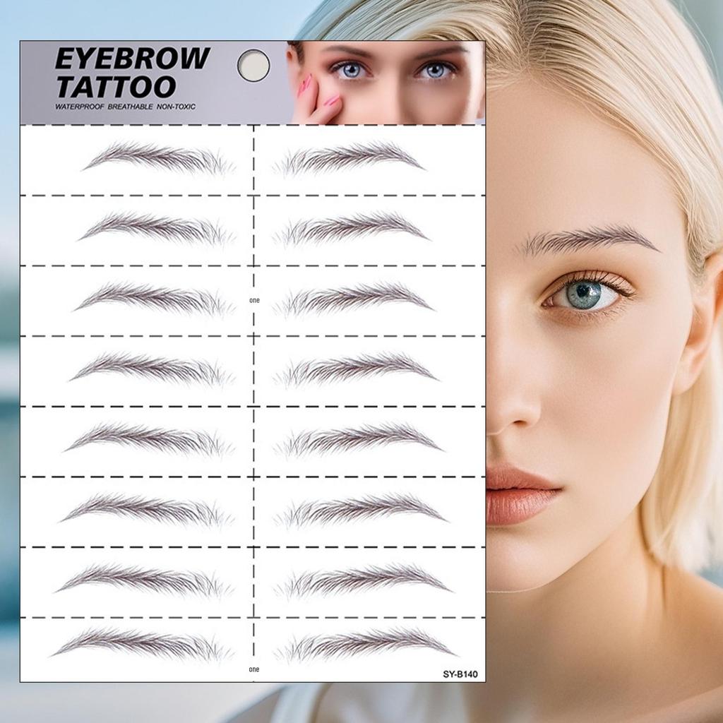 In Stock: 6D Waterproof Eyebrow Tattoo Stickers - Black/Brown Microblading Simulation