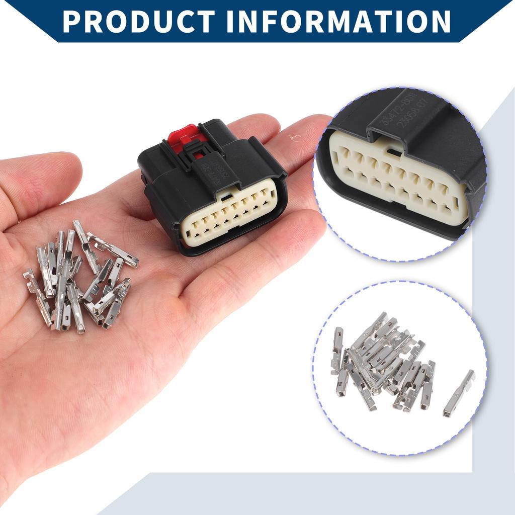 Hihaha 16 Pin Electrical Terminal Connector Plug for Ford Mondeo Inner Female Waterproof 1.5mm Series 1 Set Black