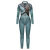Adult Men Water Elf Monster Movie Role Playing Jumpsuit Onesie Halloween Digital Print Leggings Suit Tights for Party Costume