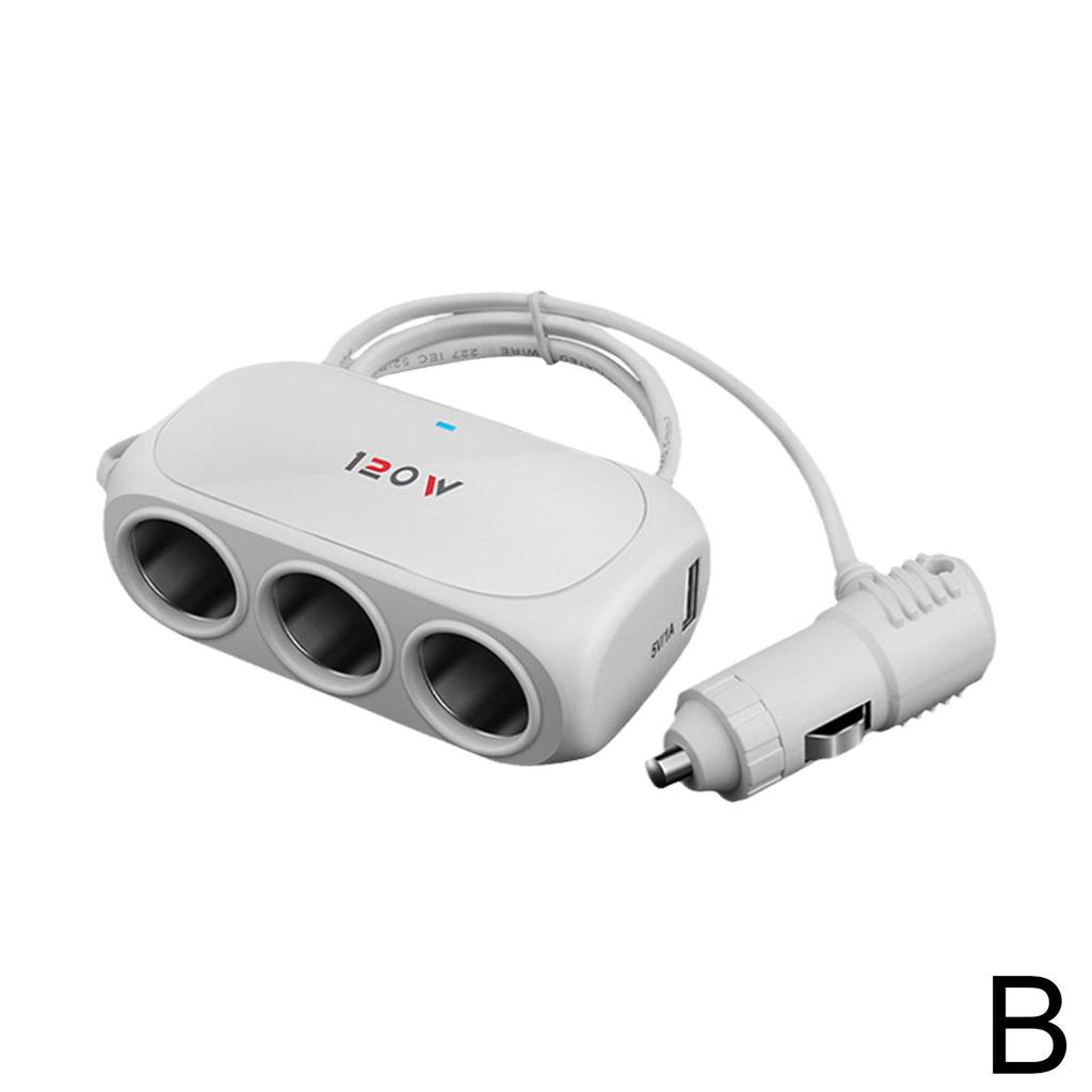 Universal 12V 24V 3 Way Cigarette Lighter Multi Socket ABS Black Parts Charger USB Interior Auto Car Dual Splitter Adapter B0O0