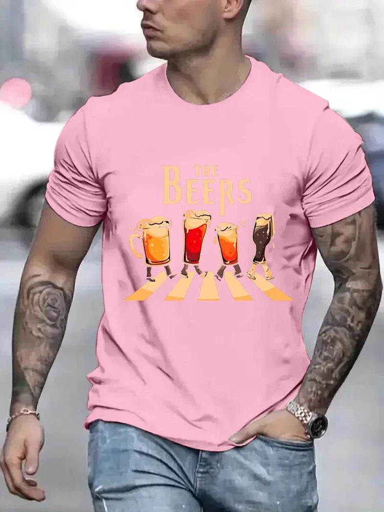 The Beers Printing Pánská trička Prodyšné Značkové Top Streetová Móda Tričko Pánská Ležérní Letní Trička Módní Pánská Trička