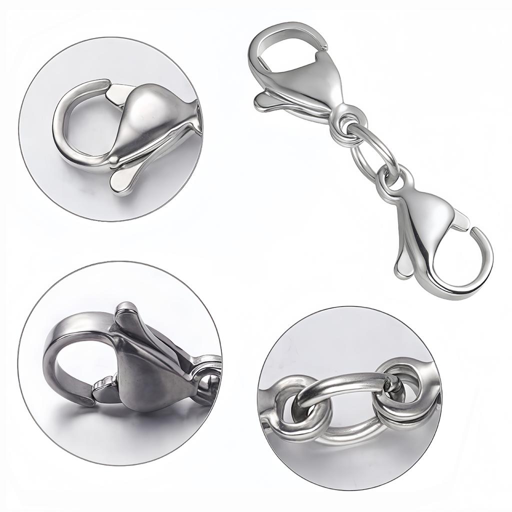 5pcs Stainless Steel Double Lobster Clasp Extender Claw Chain Connector for DIY Bracelet Necklace Chains Jewelry Making Supplies