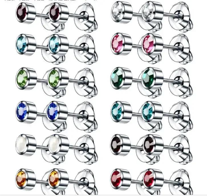 

1 шт. стерильный пистолет для прокалывания ушей из нержавеющей стали, золотые серьги-гвоздики с резьбой, украшение для хряща козелка уха (цветной случайный) серебряный