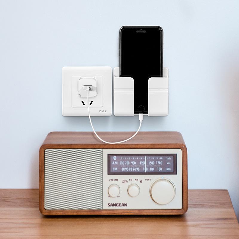 1 st Mobiltelefonladdningsfäste Fjärrkontroll Kreativ Väggmonterad Hylla Förvaring Hushåll Sängbord Fixerad Lat Universell