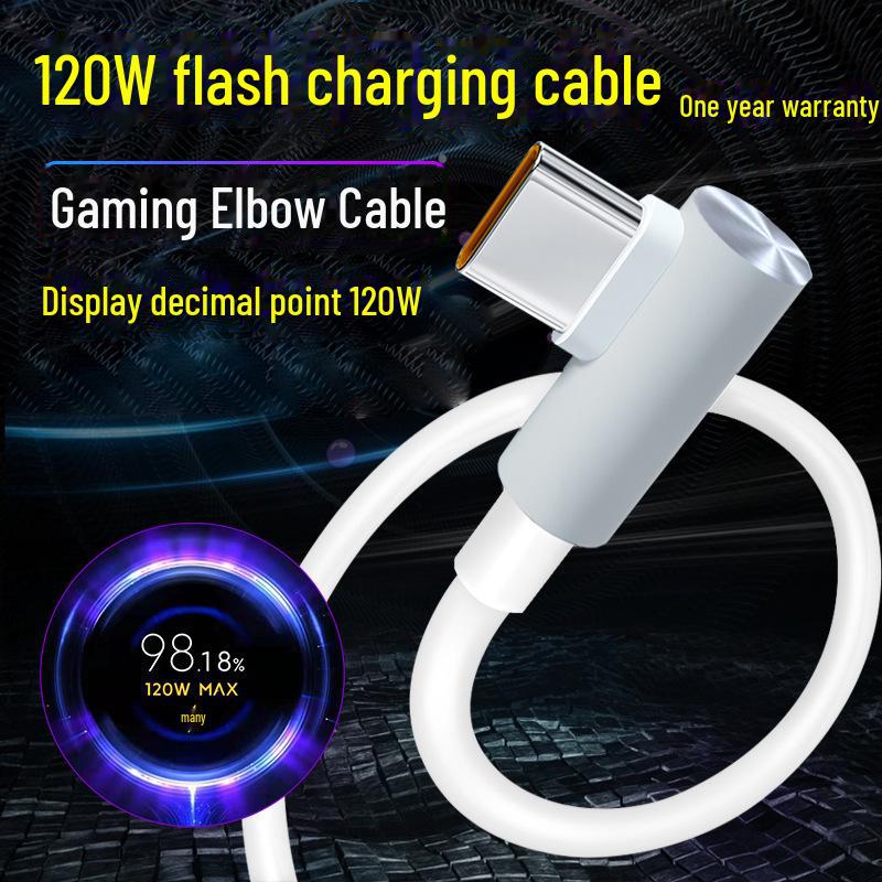 Redmi Compatible 120W Elbow Data Charging Cable for K50, K50 Pro, K40, Note 11 Pro