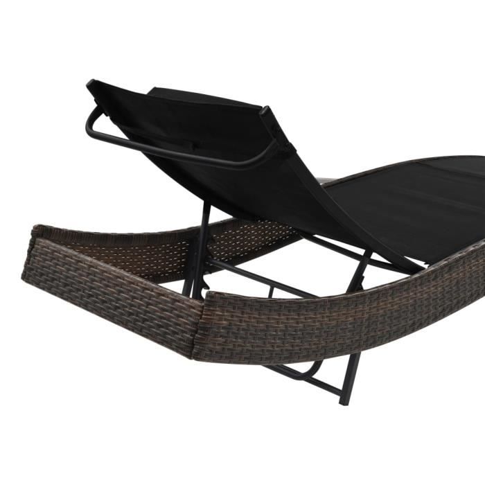 VidaXL Chaise longue avec oreiller Résine tressée Marron