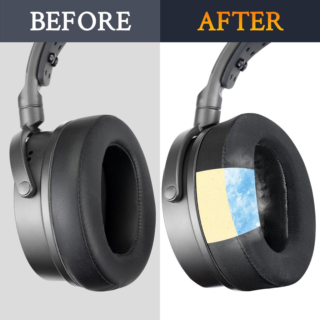 SOULWIT Cooling Gel Ear Pads Compatible with Audeze Maxwell Replacement Ear Cushions with Foam Ear Ice Silk Head Cooling Earmuffs Black Headset,