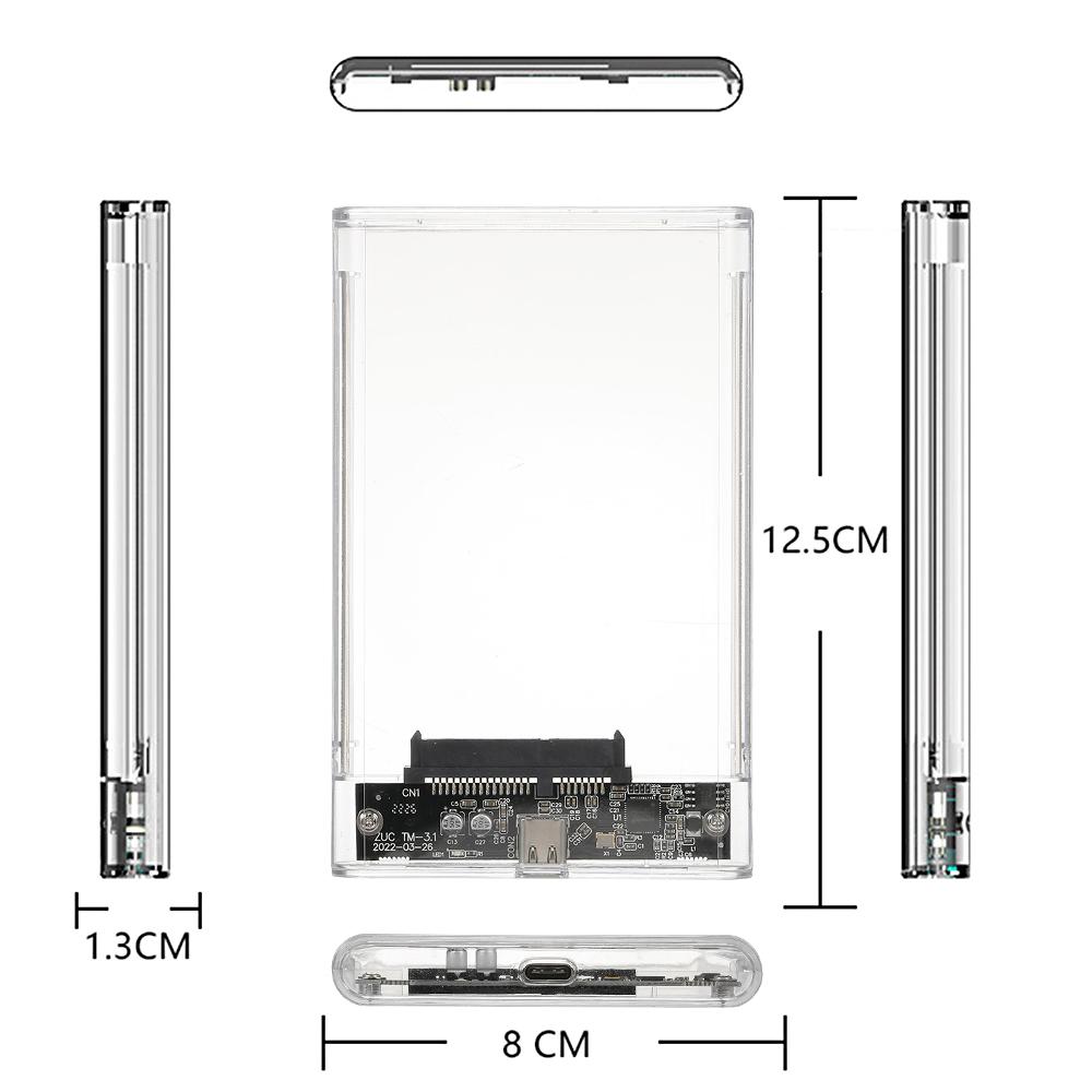 

2.5 inch Hard Disk Case Type C Transparent HDD Enclosure High speed Transmission Easy Installation for 2.5 inch SATA прозрачный
