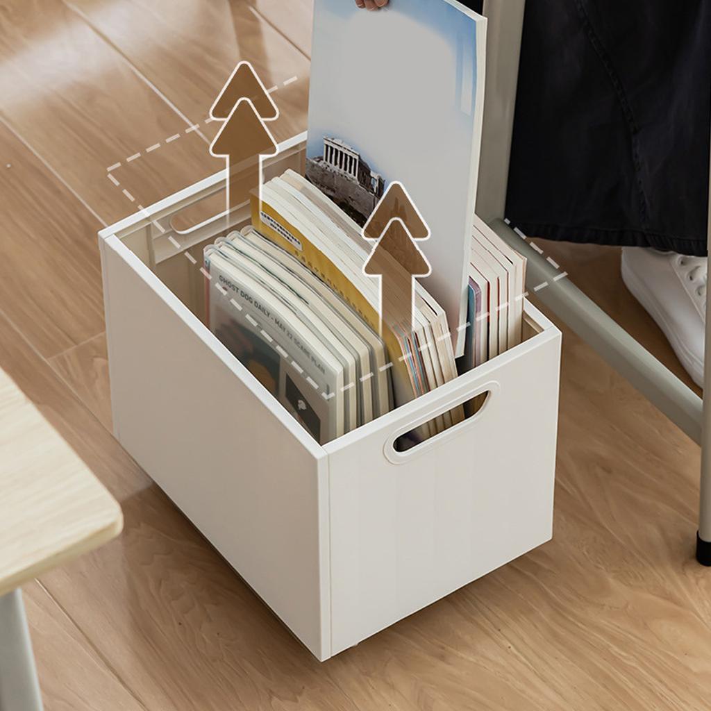 Book Storage Box with Pulley Under the Table Large Capacity Book Organizer Plastic Storage Basket for Office School