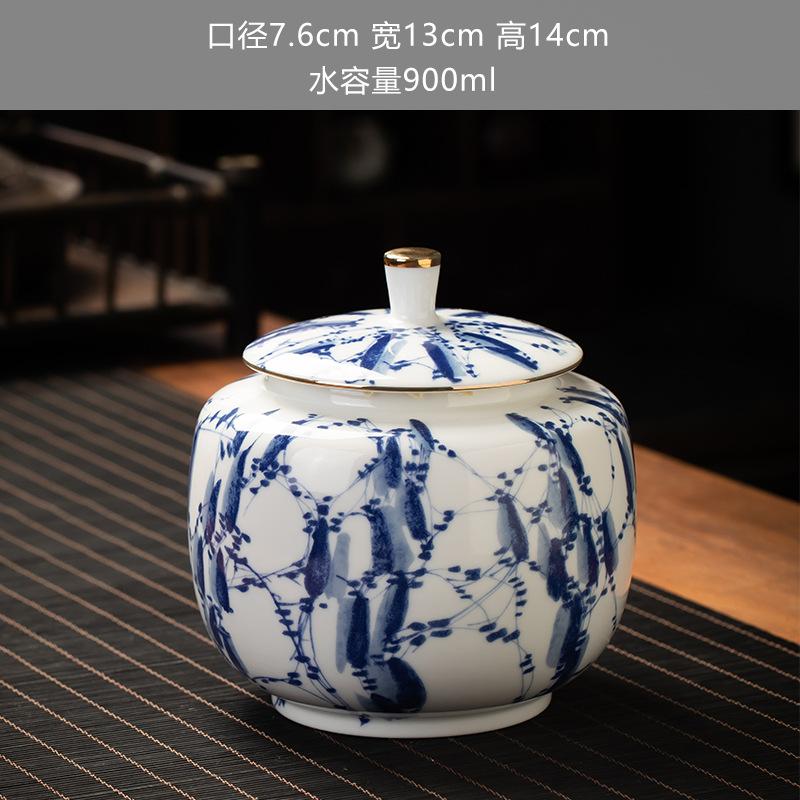 Blue and White Ceramic Sealed Jar Candy Coffee Storage General Jar Household Moisture-proof Tea Jars Tea Packaging Jars Tea Box