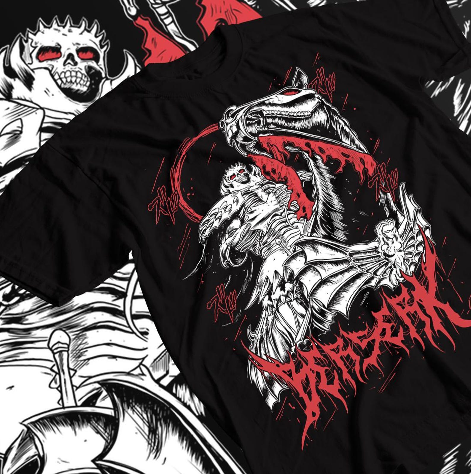 Anime Vintage Special Unisex T-shirt, Manga Japan Shirt, Black Swordsman Skull Knight Tee, Graphic Anime Shirt, Anime Manga Tee 3XL