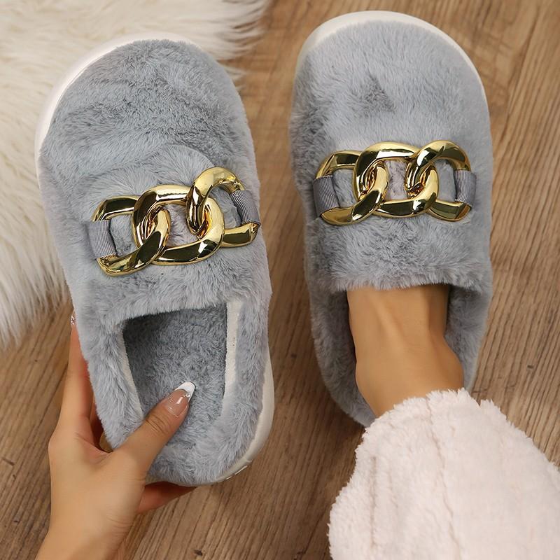 Womens Winter Warm Cotton House Slippers Female Indoor Plus Fur House Slippers Shoes Ladies House Hold Footwear Women Slipper