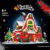 1301pcs Christmas Carnival X Art House Building Blocks Set Festive Red/White DIY Assembly Toy, Compatible with Major Brands, Miniature Christmas Items