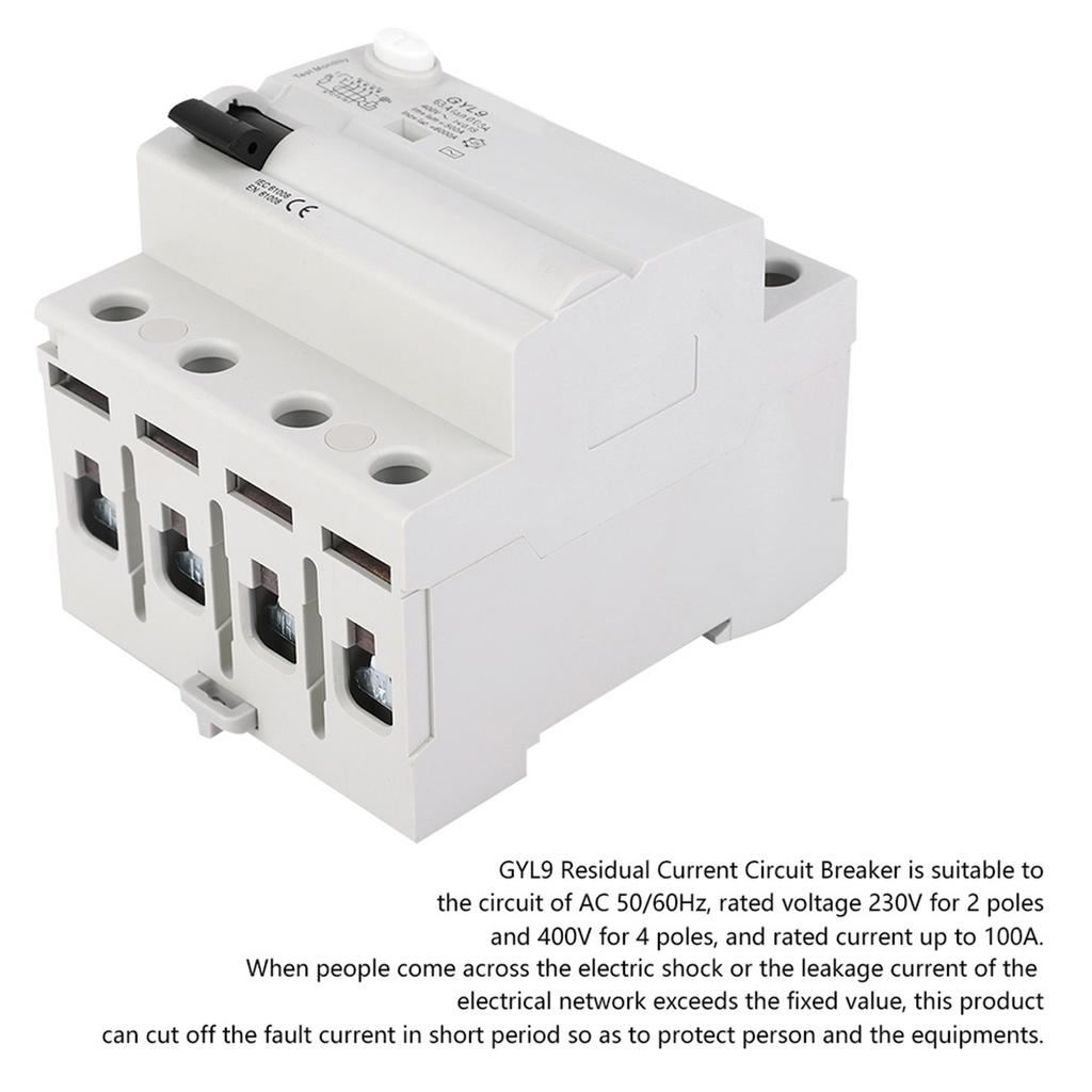 GYL9 4P 400VAC RCCB Residual Current Circuit Breaker Electric Leakage or (63A)