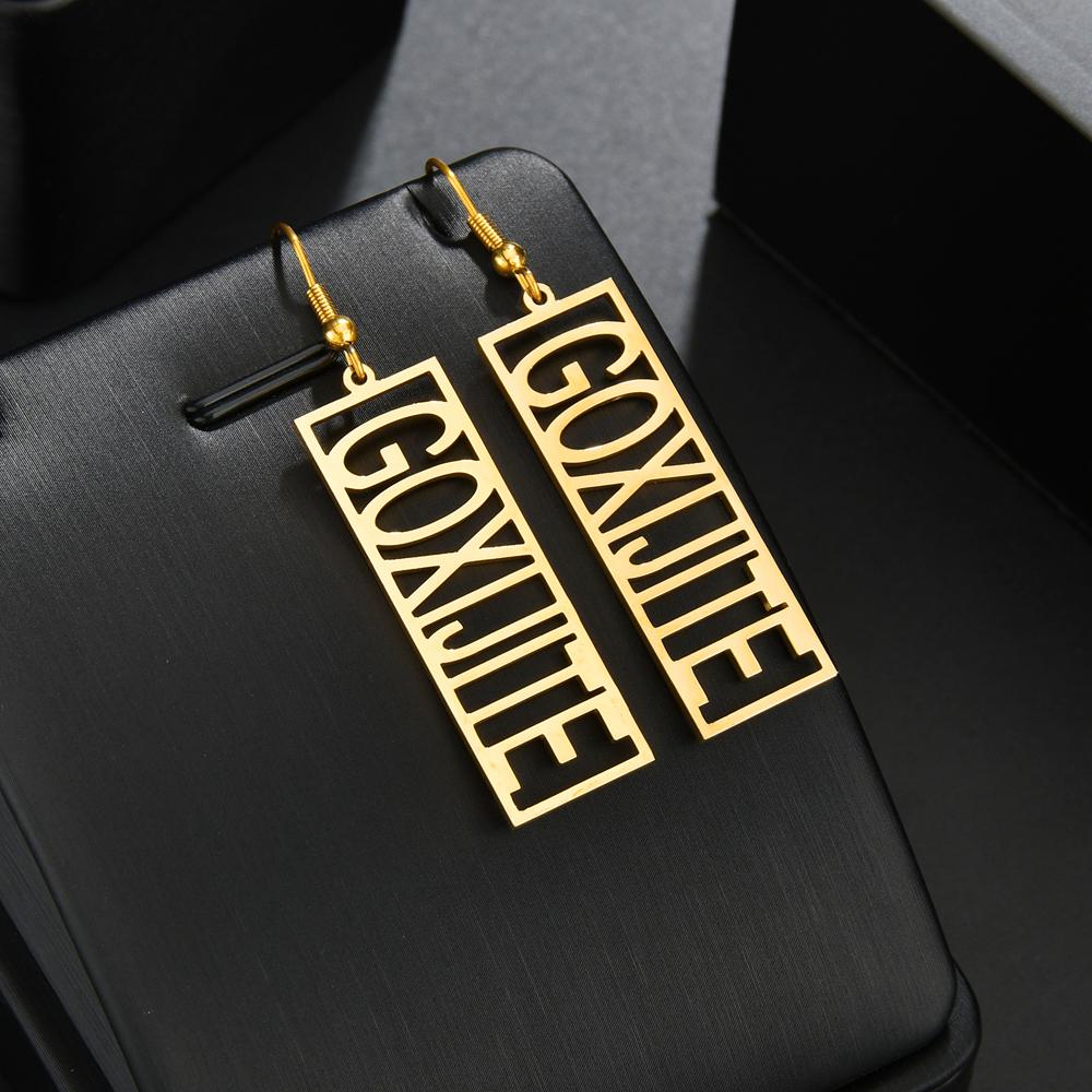 Atoztide Personalized Customized Round Star Name Earring Stainless Steel For Women Girl Fashion Eardrop Birthday Jewelry Gift