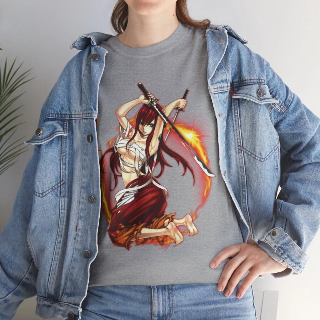 Erza Warrior Fairy Tail Kawaii Sugoi Waifu T Shirt Kawaii Manga Anime Japanese