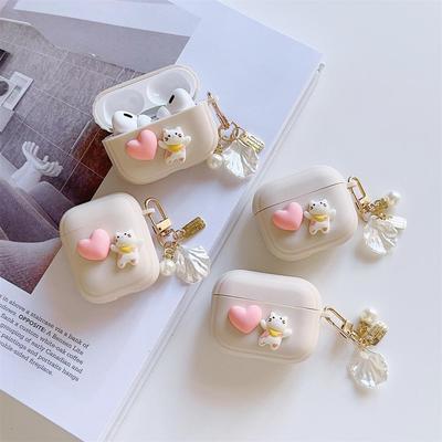 Étui d'écouteurs Amour Chat Mignon pour Airpods Pro 1/2/3 Étui de Protection Anti-Chute de Haute Qualité Silicone Souple avec Porte-Clés Tendance