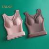 Winter Women Thermal Vest with Chest Pads Seamless Lace Fast Temperature Lock V Neck Slim Fit Elastic Sleeveless Inner Wear Bottoming Tank Top