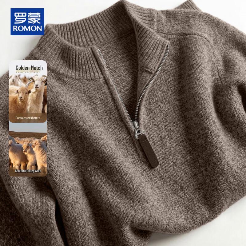 ROMON Men's Half-Zip Wool Blend Knit Sweater