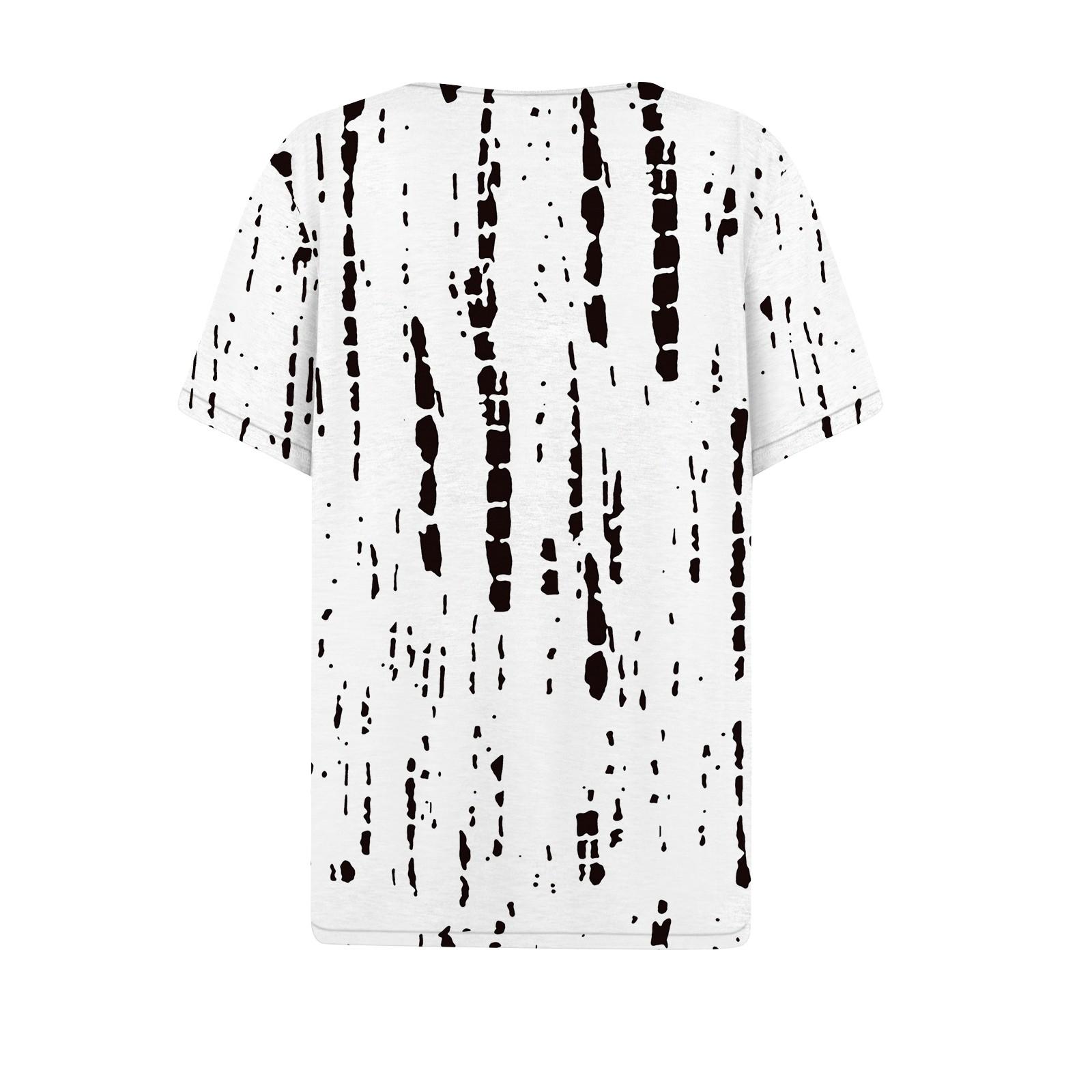 Жен. Футболка Футболка С принтом Пуговицы С короткими рукавами Повседневные Выходные Мода — фото 5