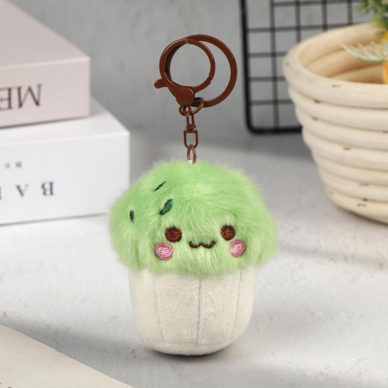 Soft Kawaii Mushroom Plush Keychain Cute Cupcake Teacup Design Mini Keyring Bag Pendant for Girls Daily Use