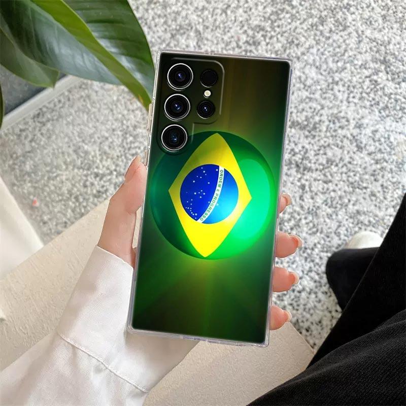 Brazil Brazilian Flag Clear Case For Samsung Galaxy S26 S25 S24 S23 Ultra S20 S21 FE S22 Plus S26 Ultra S25FE Soft Phone Cover